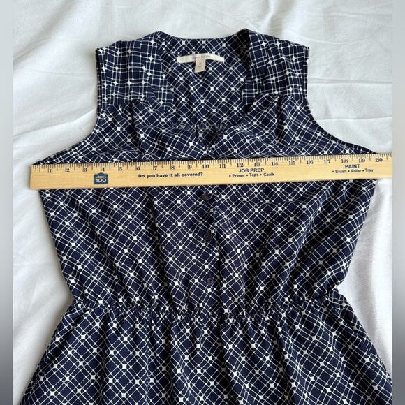 41 Hawthorn Kaziah Shirt Dress Cinch Waist Button Gingham Navy Pink Floral Large - Picture 10 of 10